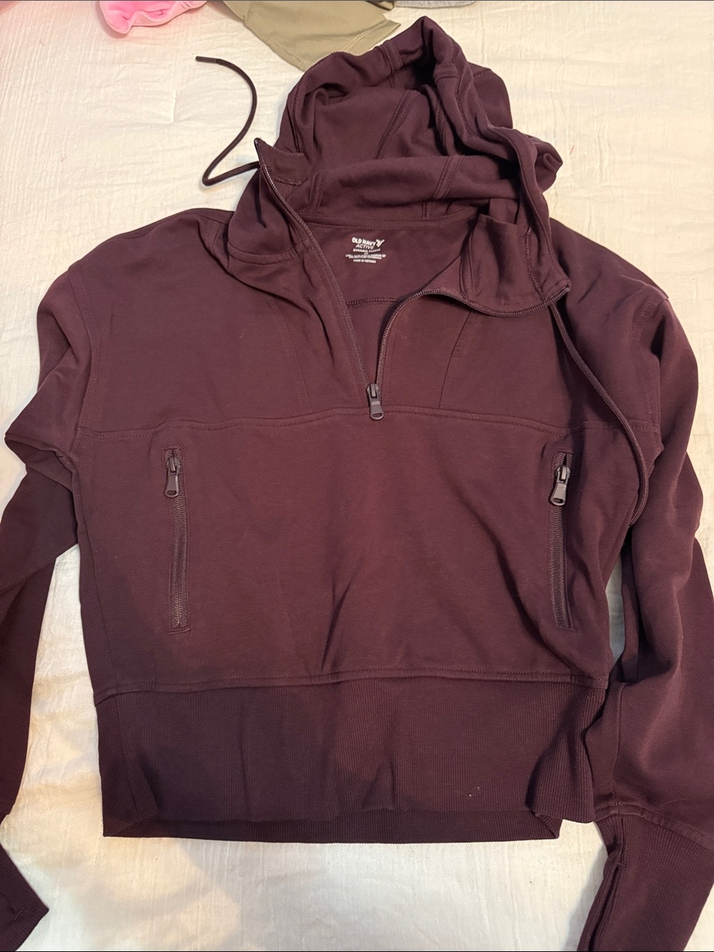 Women’s Zip-Front Hooded Pullover Sweater - Deep Burgundy